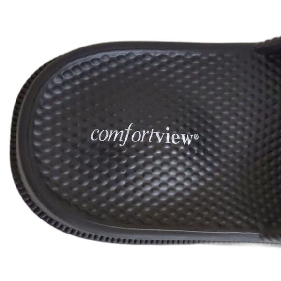 NEW Women's Comfortview Black Slip On Summer Beach Slide Sandals , Size 11W - Picture 2 of 6